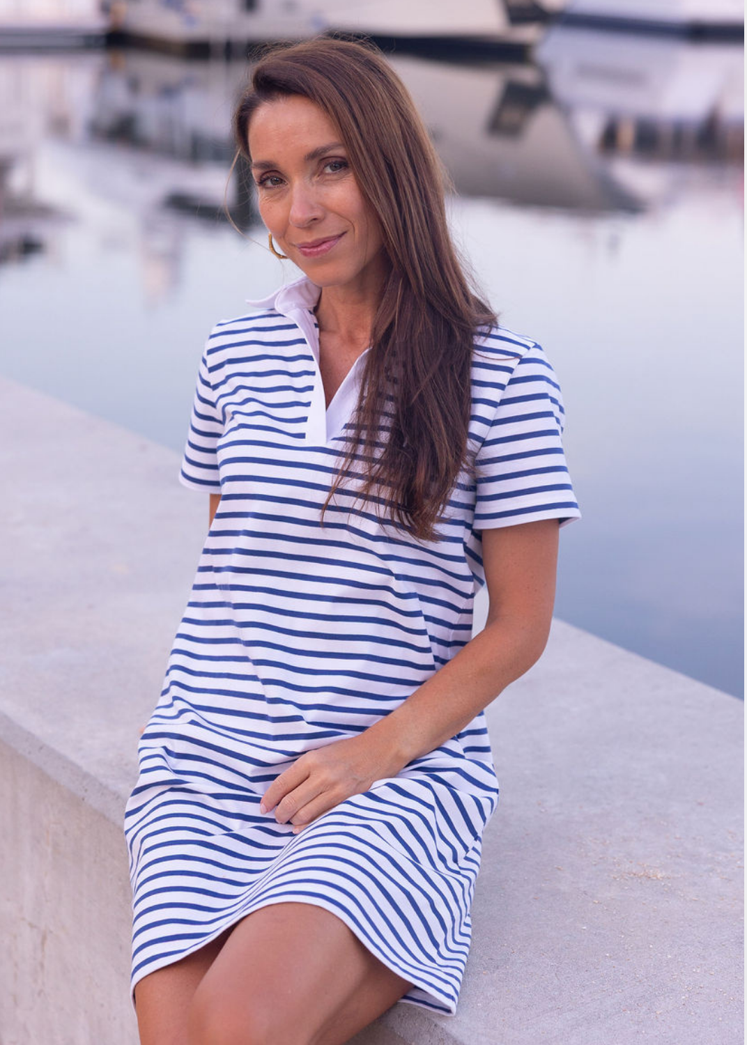 Polo Dress - Cotton True Navy/White Breton Stripe S Polo Dress - Cotton True Navy/White Breton Stripe S