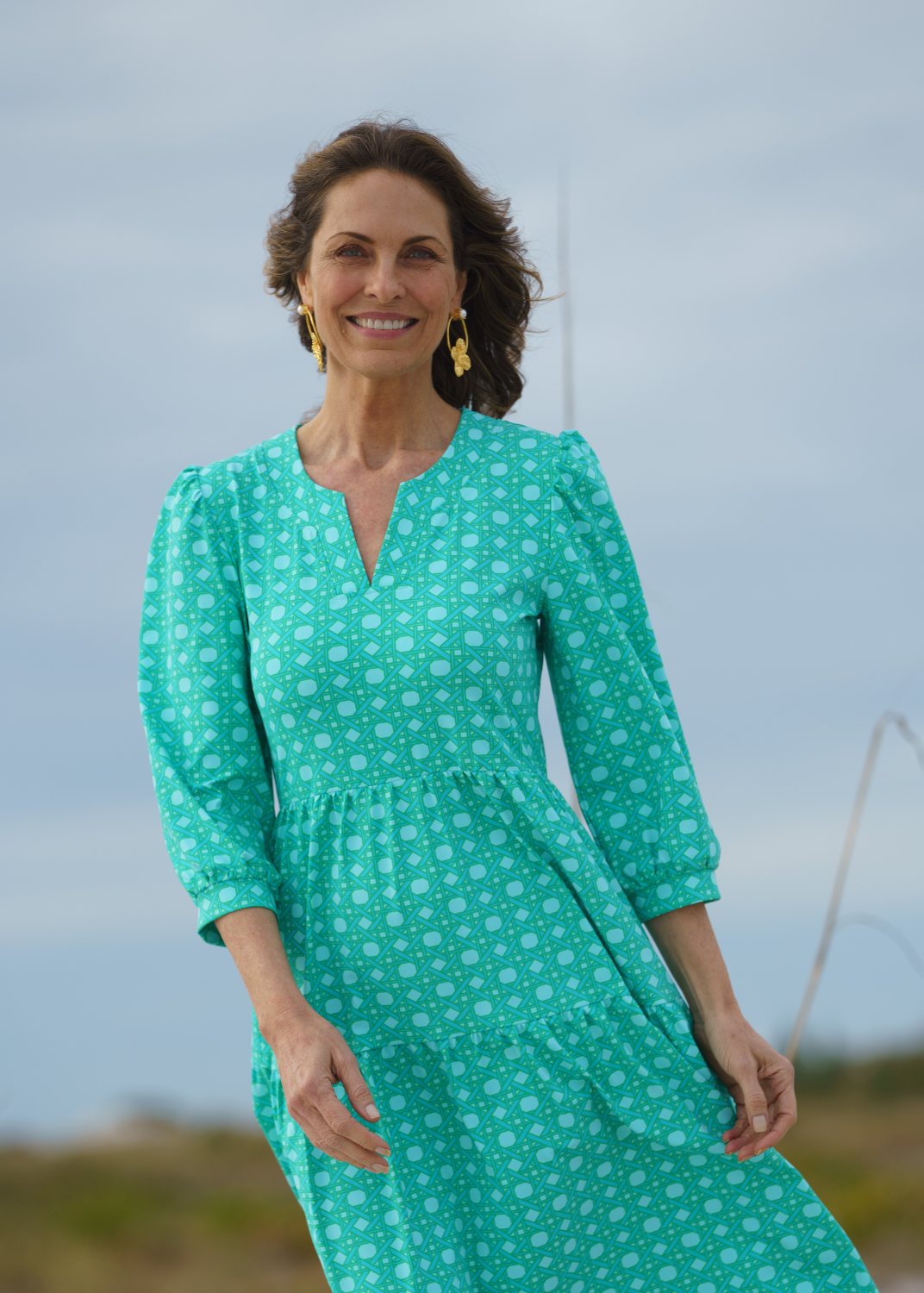 Robyn Dress Cane Blue/Green