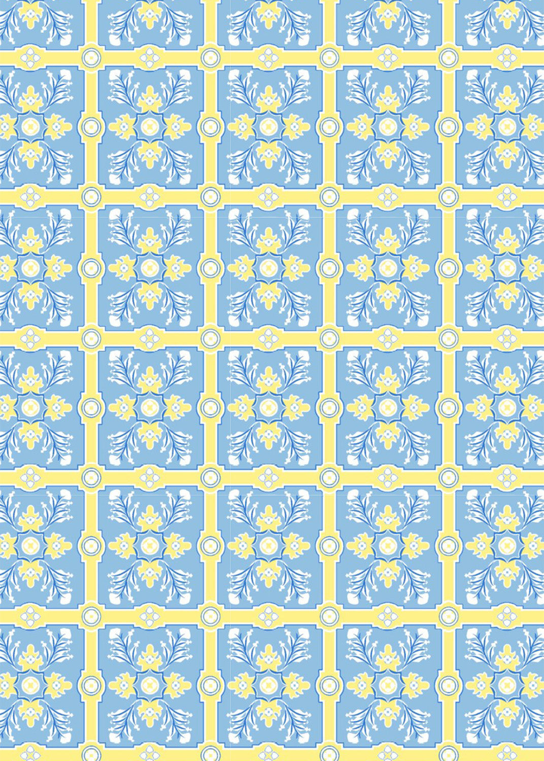 V-Crew Tee - Tile Art Blue/Yellow