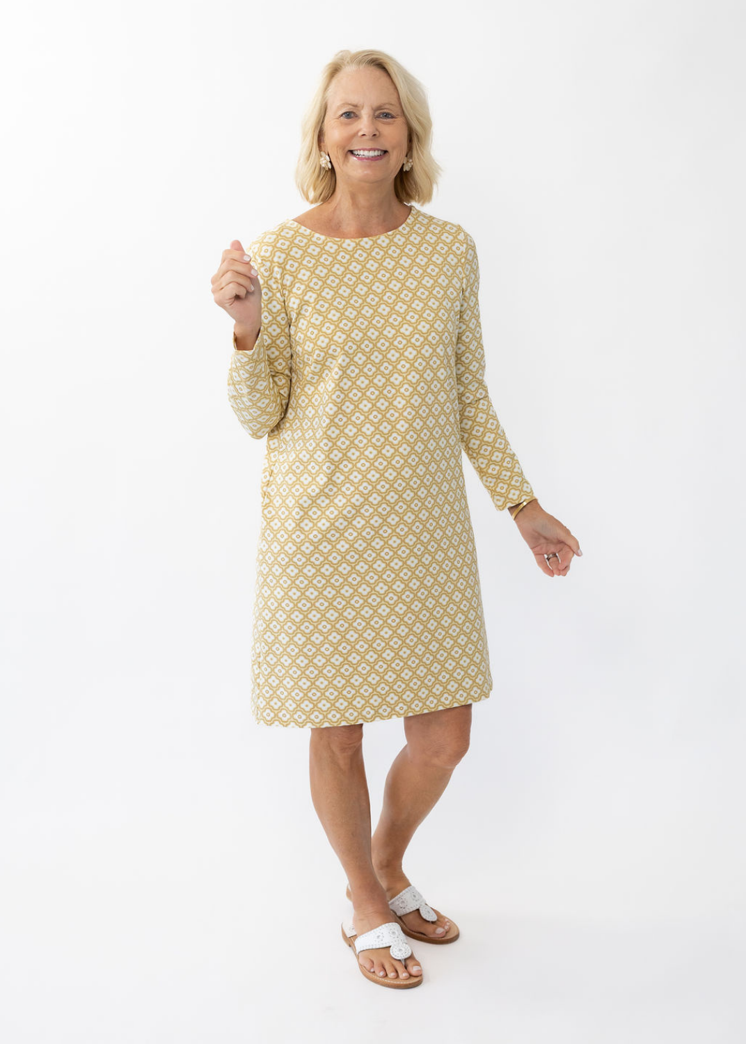 Marina Full Sleeve Dress Flower Links Tan – sailor-sailor Clothing