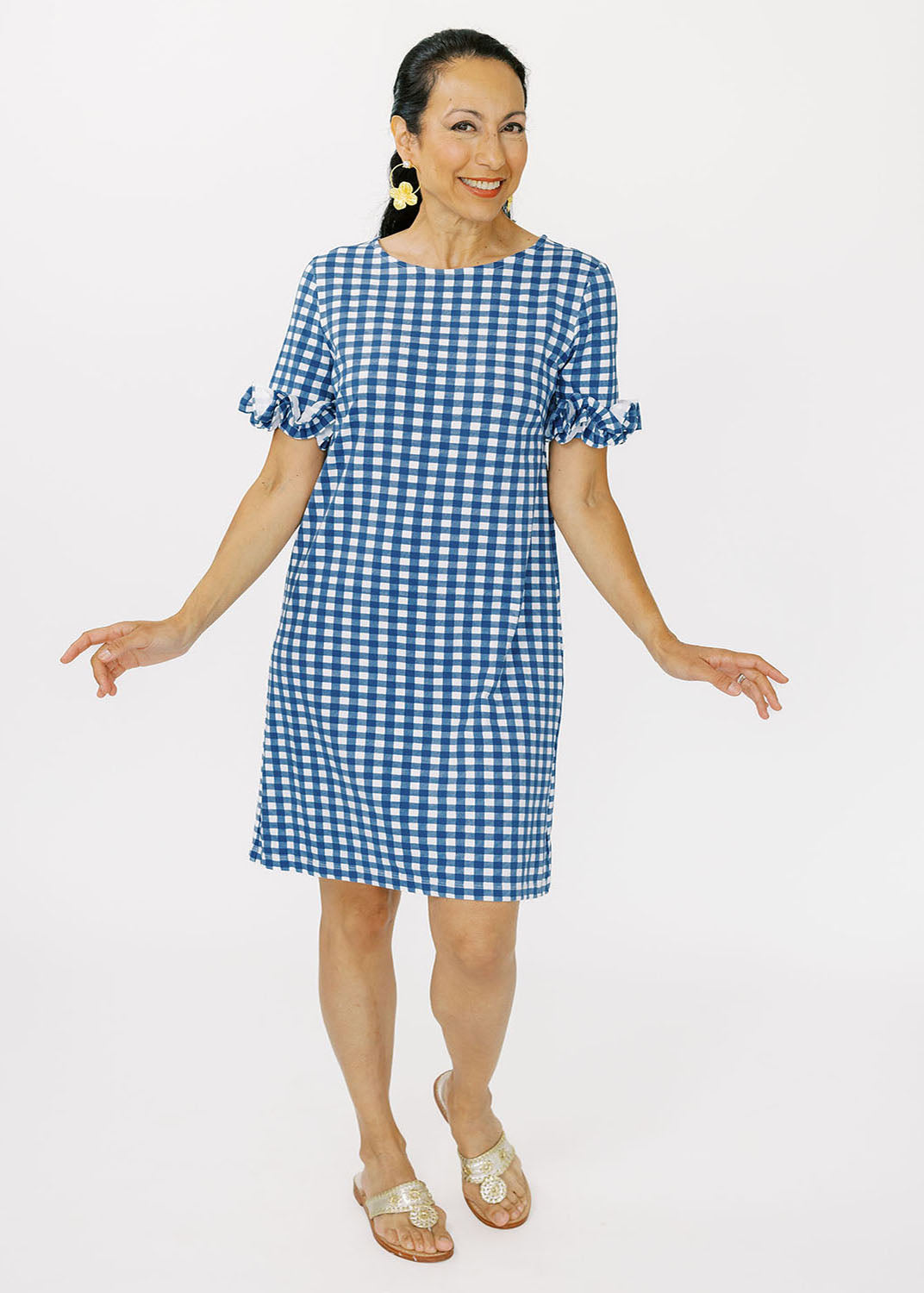 The Alli Gingham Dress-Navy main image 0