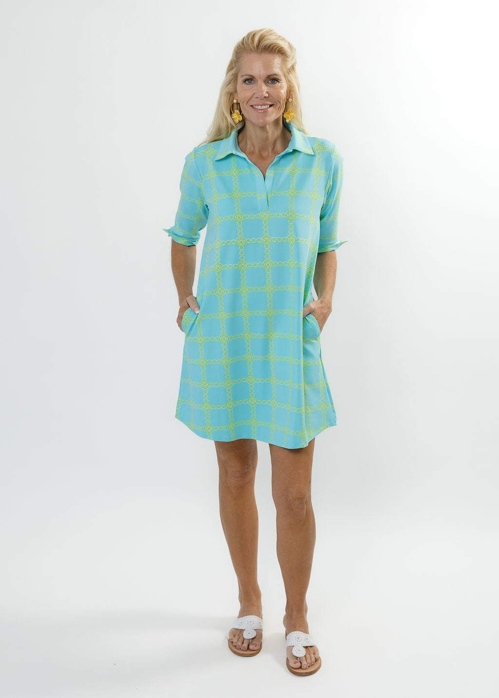 Lizzie Dress - Medallion Chain Blue/Green S Lizzie Dress - Medallion Chain Blue/Green S