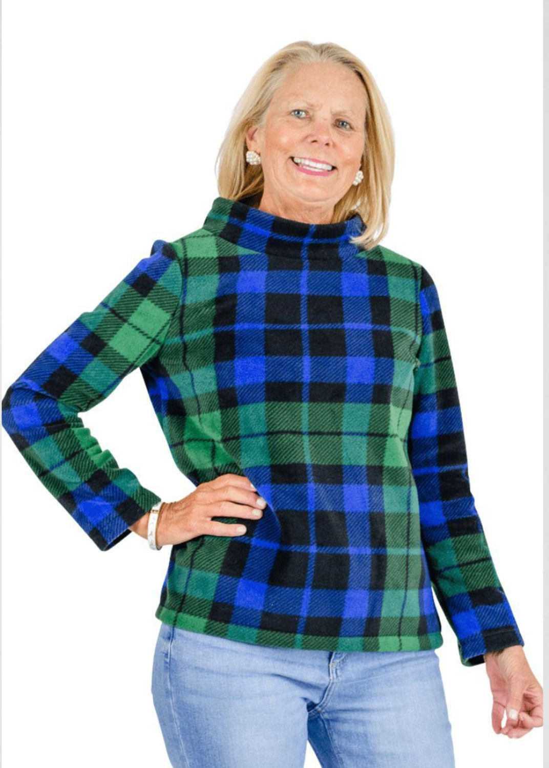 Plaid sales turtleneck sweater