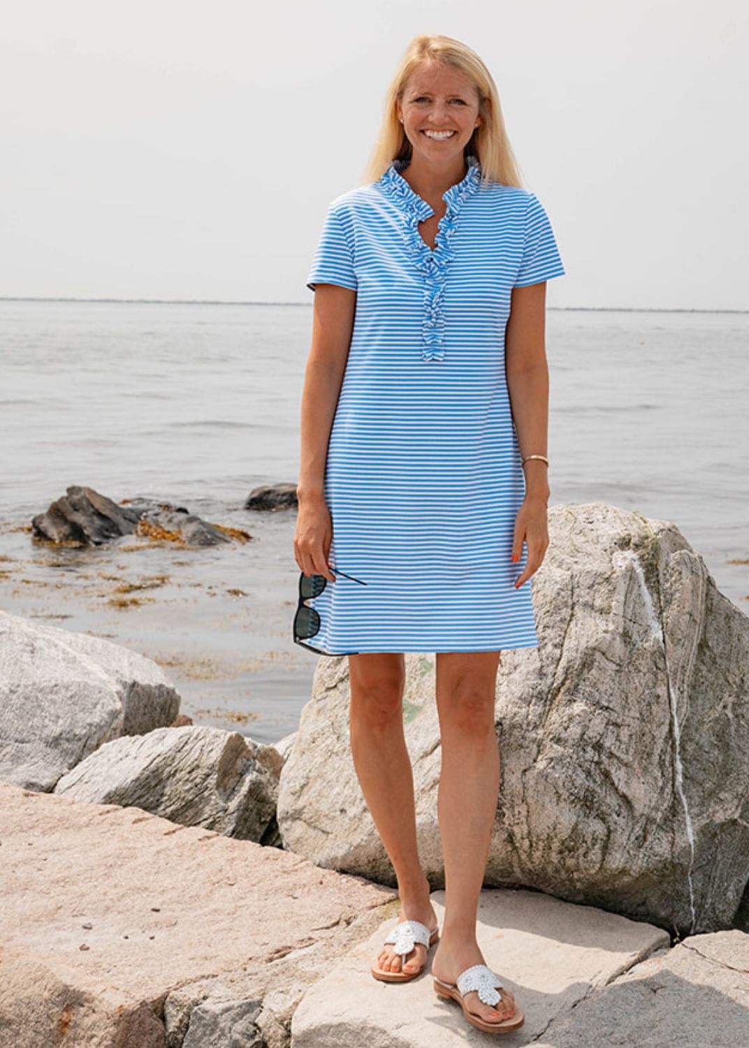 Bailey Dress - Juicy Stripe Light Blue/White - FINAL SALE Bailey Dress - Juicy Stripe Light Blue/White - FINAL SALE