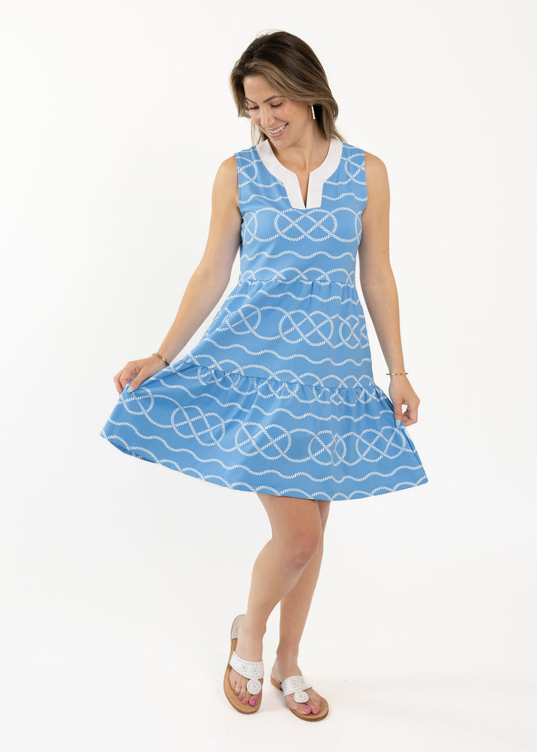 Louisa Sleeveless Dress Sailors Knot Blue/White – sailor-sailor