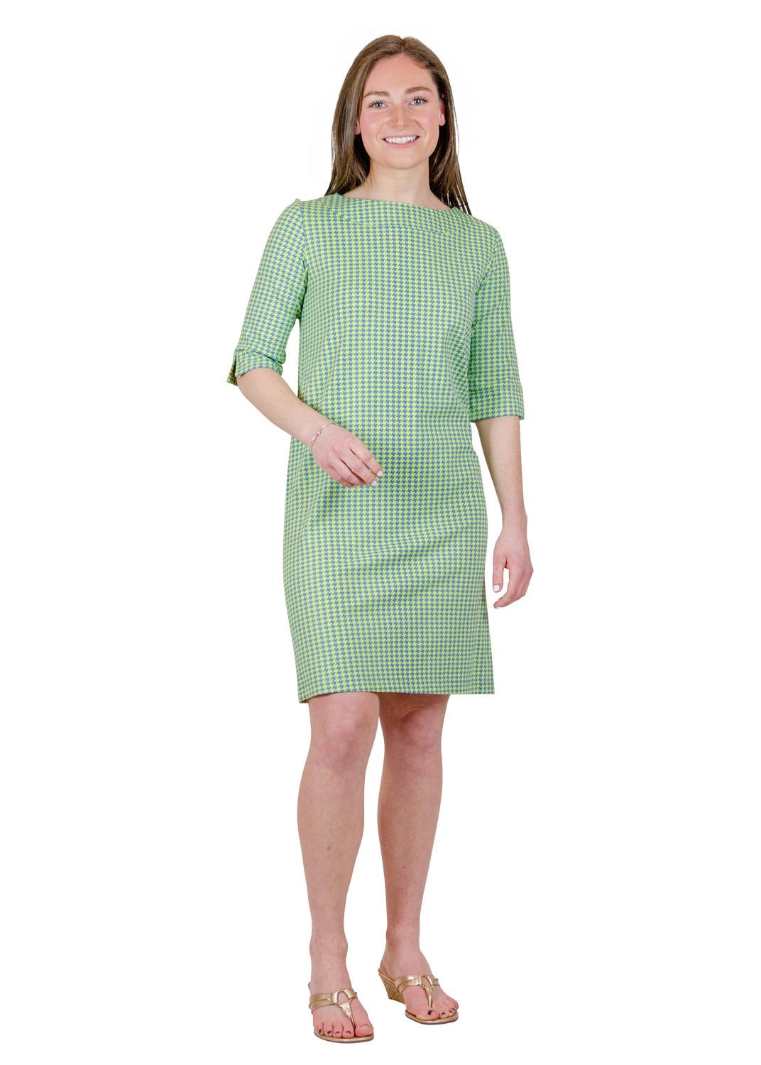 Yacht Club Shift 3/4 - Houndstooth Regatta/Lime