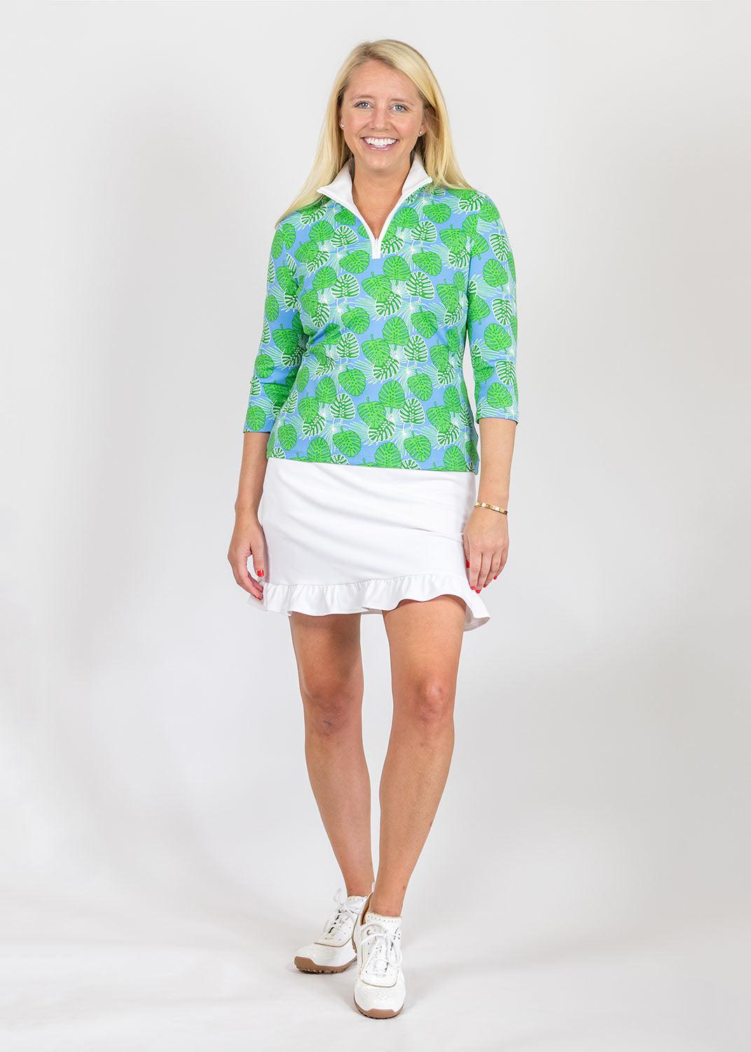 4 Sleeve Top in a Palm Print