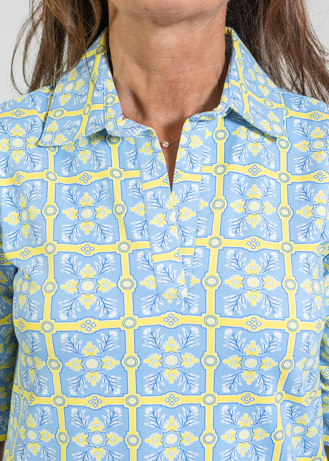 Lizzie Dress - Tile Art Blue/Yellow