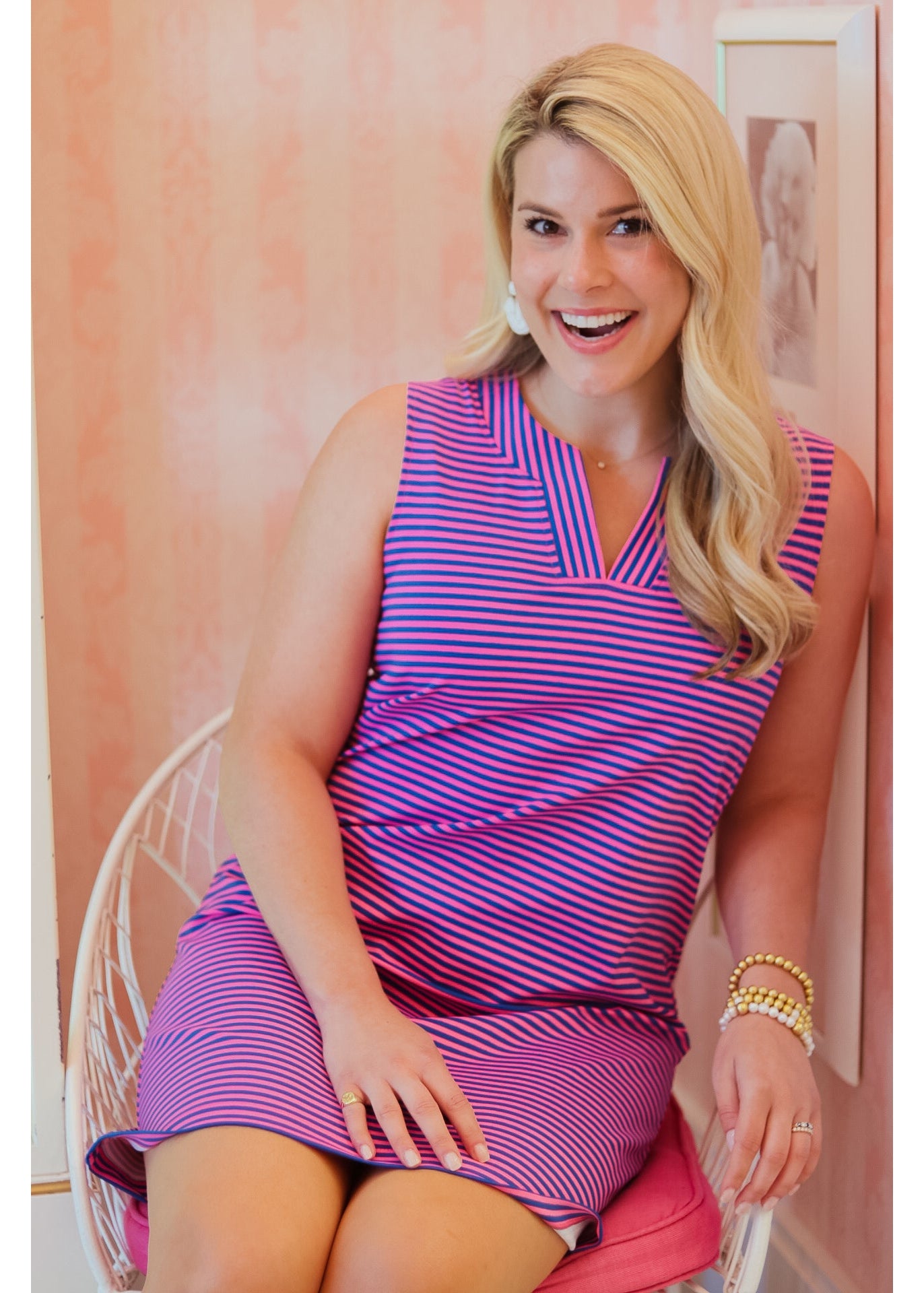 Lucille Dress Sleeveless - Juicy Stripe Pink/Blue