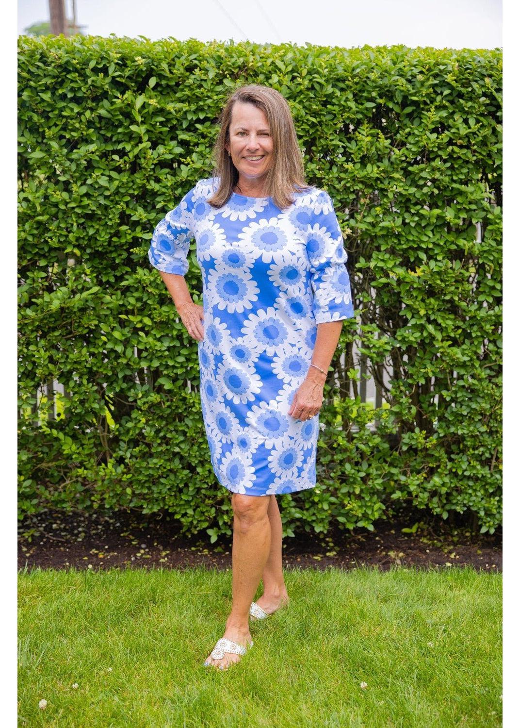 Savannah Dress Blue Sunflower FINAL SALE – sailor-sailor