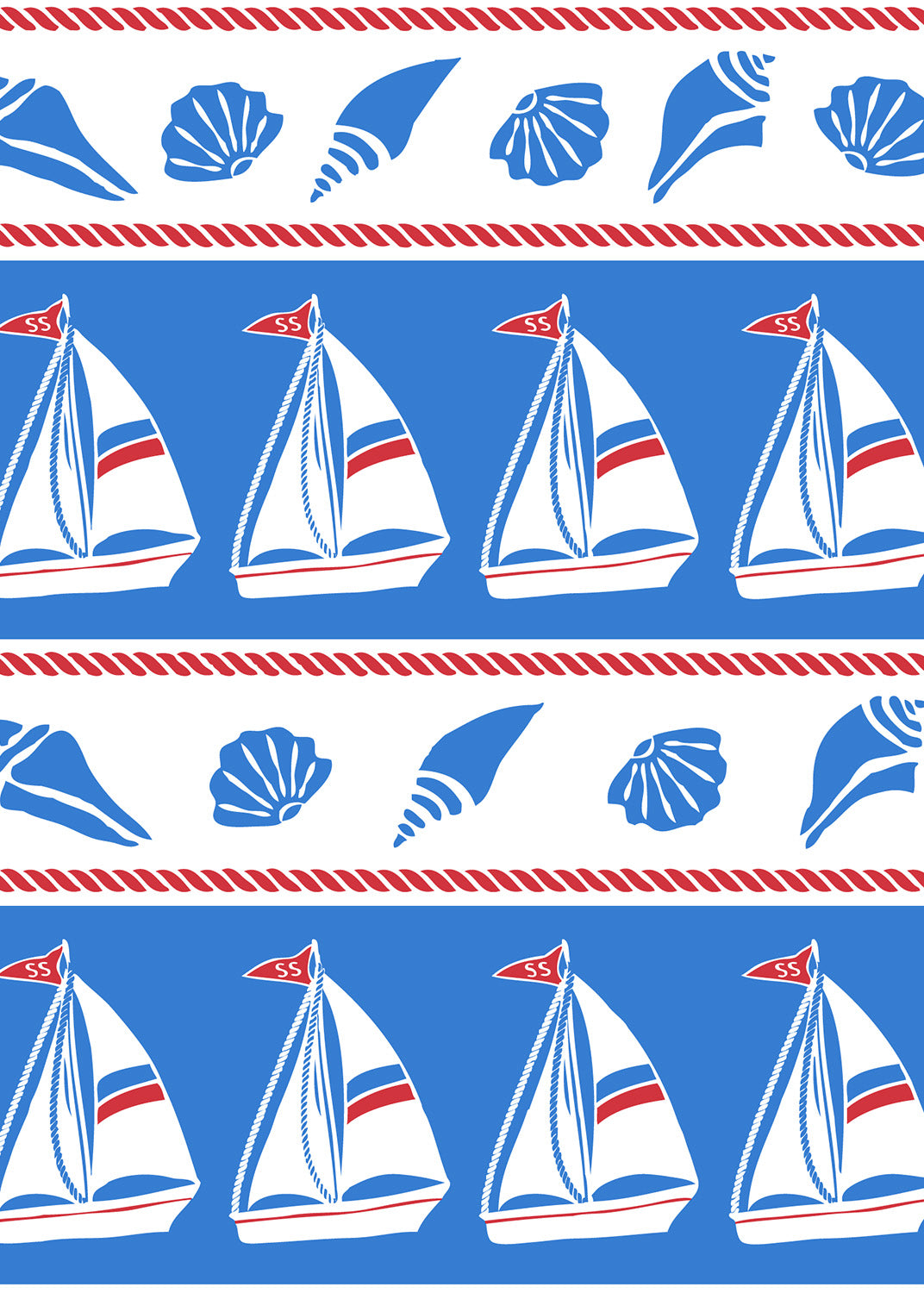 V Crew Tee - Sailboats & Shells