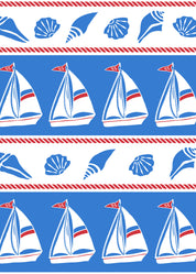 V Crew Tee - Sailboats & Shells
