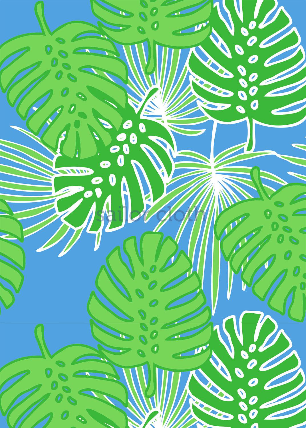 Britt Top 3/4 Sleeve - Small Palm Dance Blue/Green