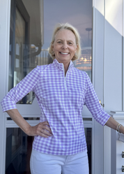 Britt Top - Gingham Lavender/White FINAL SALE