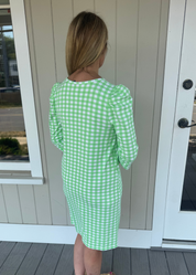 Clare Dress - Gingham Green/White - Final Sale
