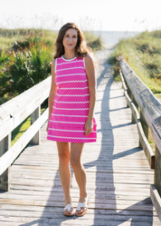 Daisy Sport Dress - Ric Rac Stripe Pink/White