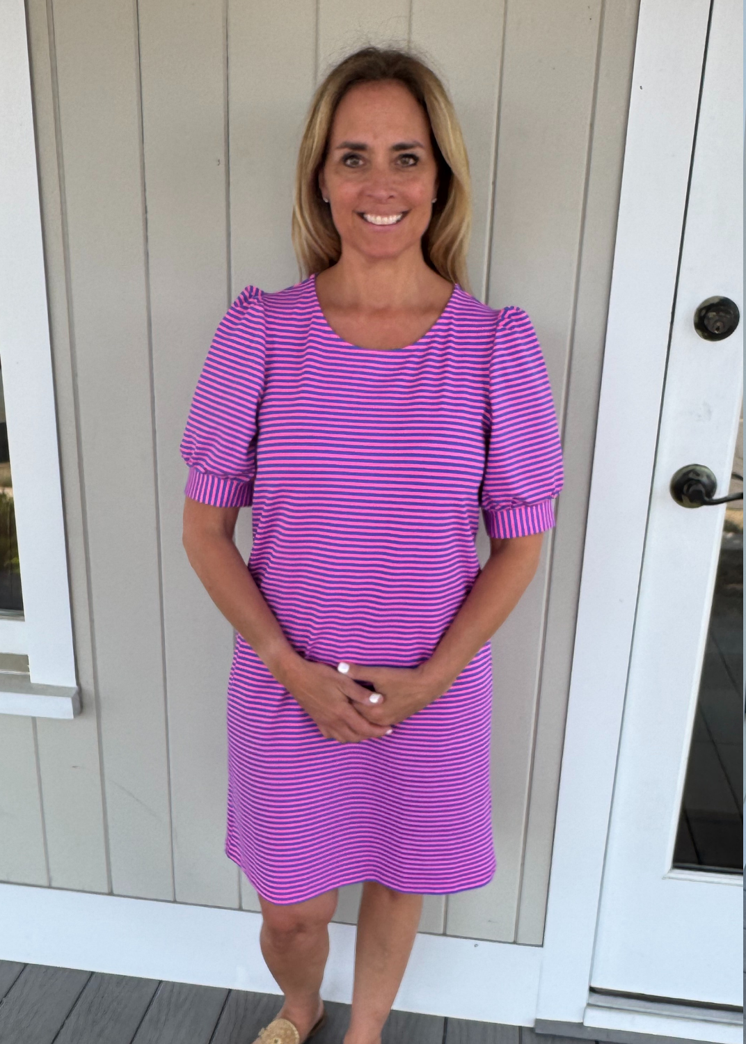 Madison Dress - Juicy Stripe Blue/Pink - FINAL SALE