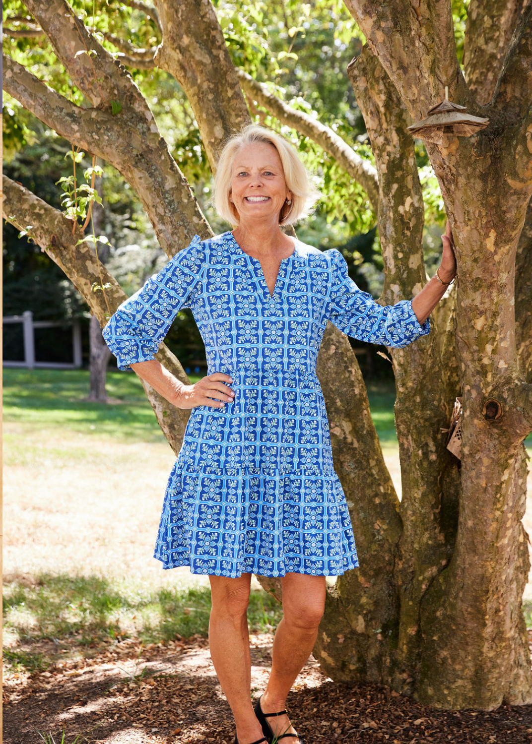 bluey green dress Louisa Dress - Tile Art Blue/Green