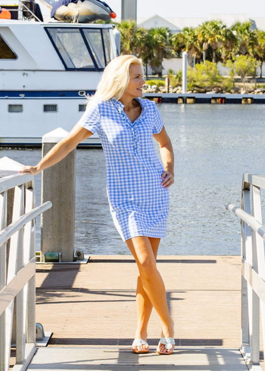 Bailey Dress - Gingham Lt.Blue/White