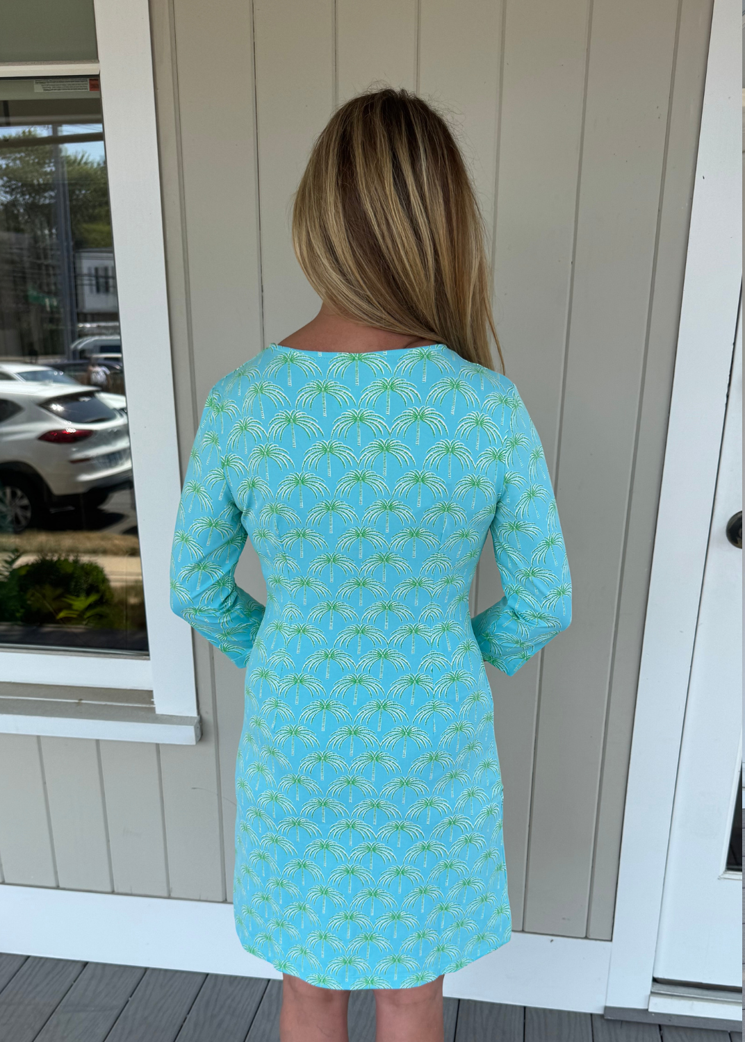Grace Dress - Palm Beach Palms Blue - FINAL SALE