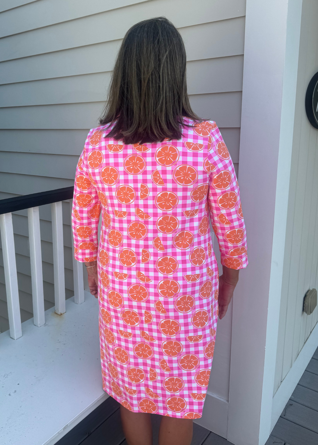 Julia Dress - Citrus Check Pink/Orange - FINAL SALE