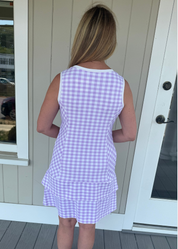 Daisy Sport Dress - Gingham Lavender/White