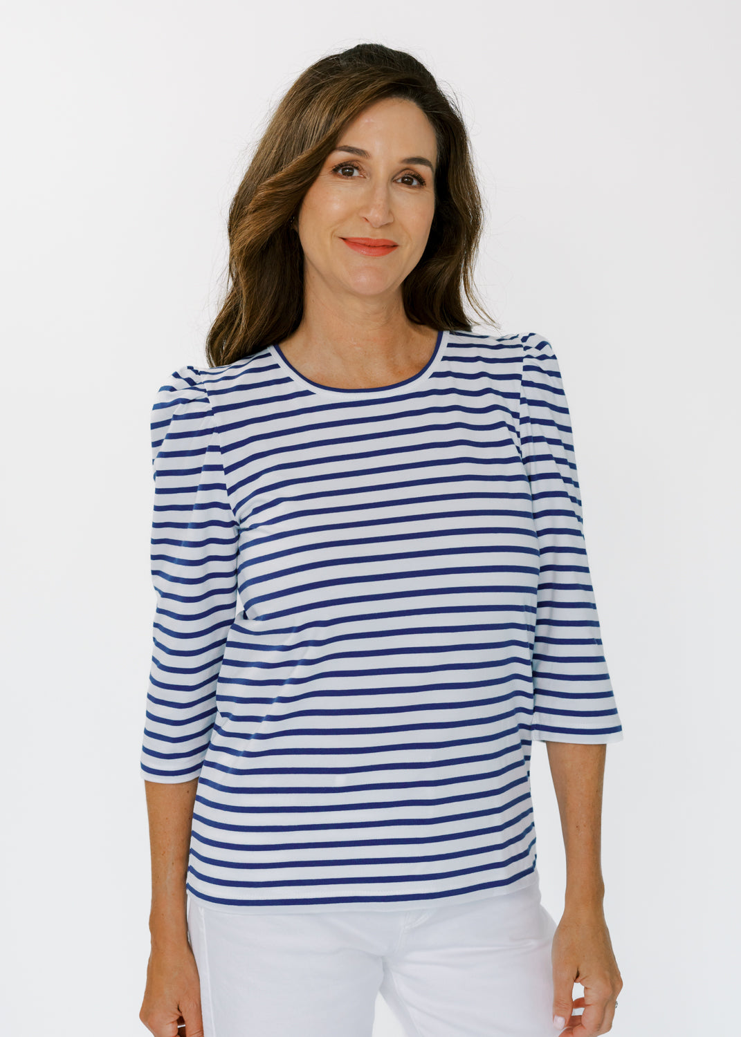 Clare Top - Cotton True Navy/White Breton Stripe