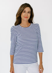 Clare Top - Cotton True Navy/White Breton Stripe