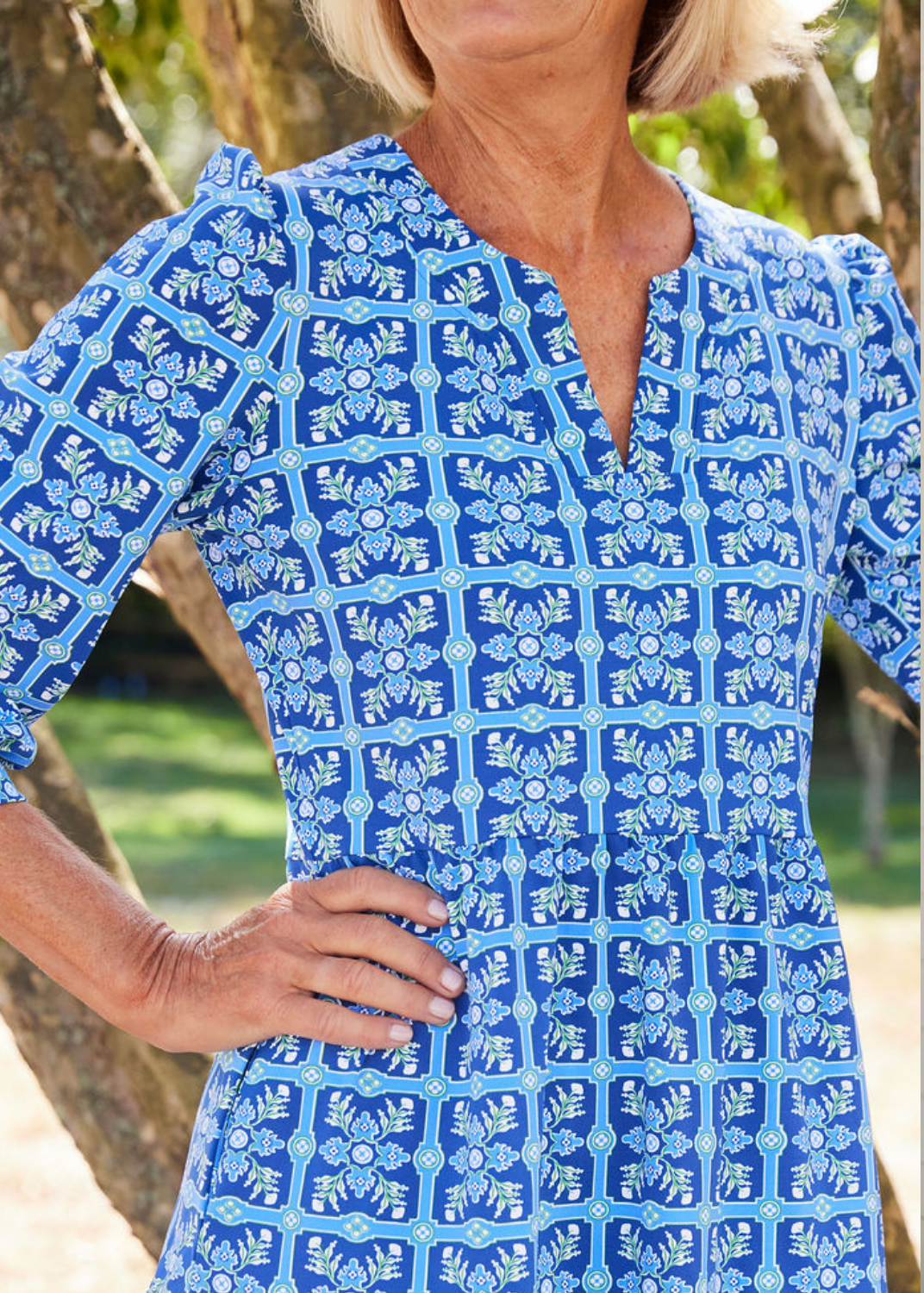 Louisa Dress - Tile Art Blue/Green