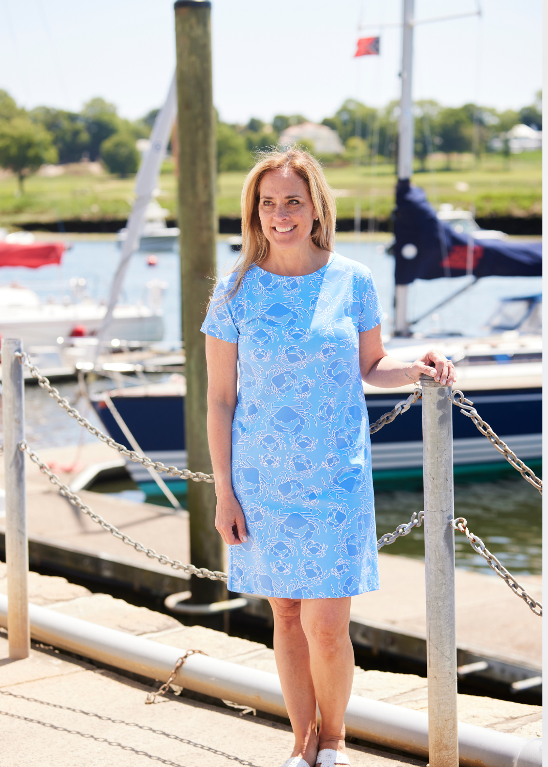 blue dress on a boat Marina Dress