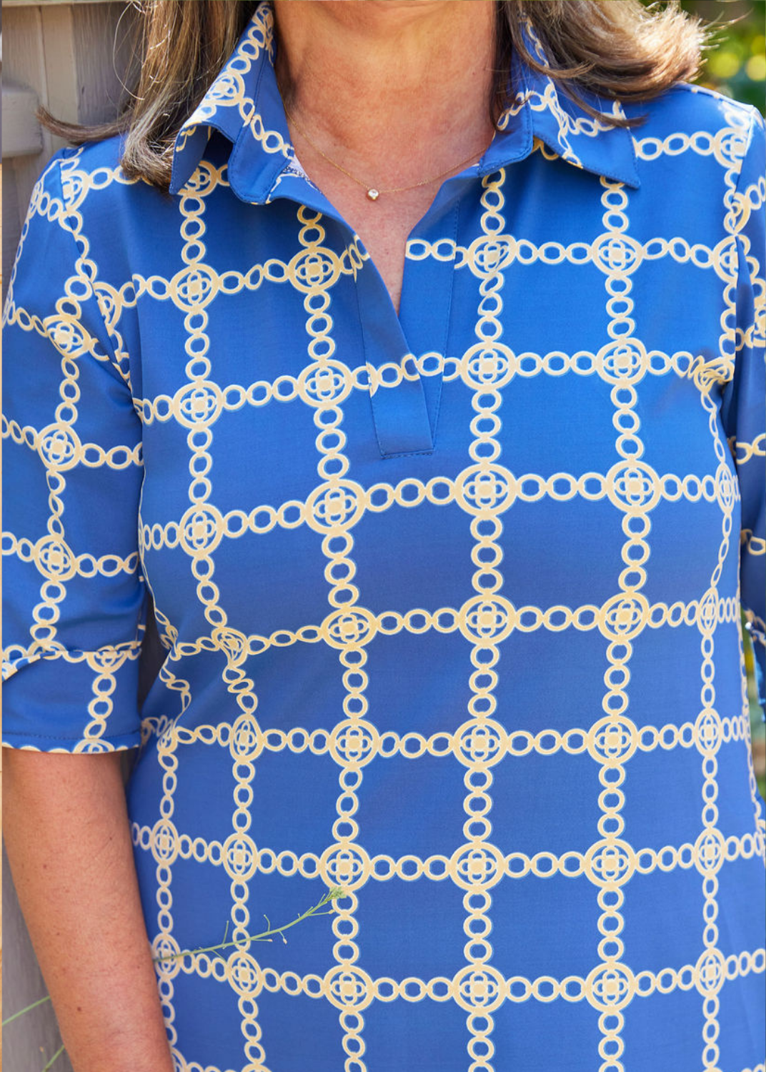 Lizzie Dress - Medallion Chain Blue/Tan