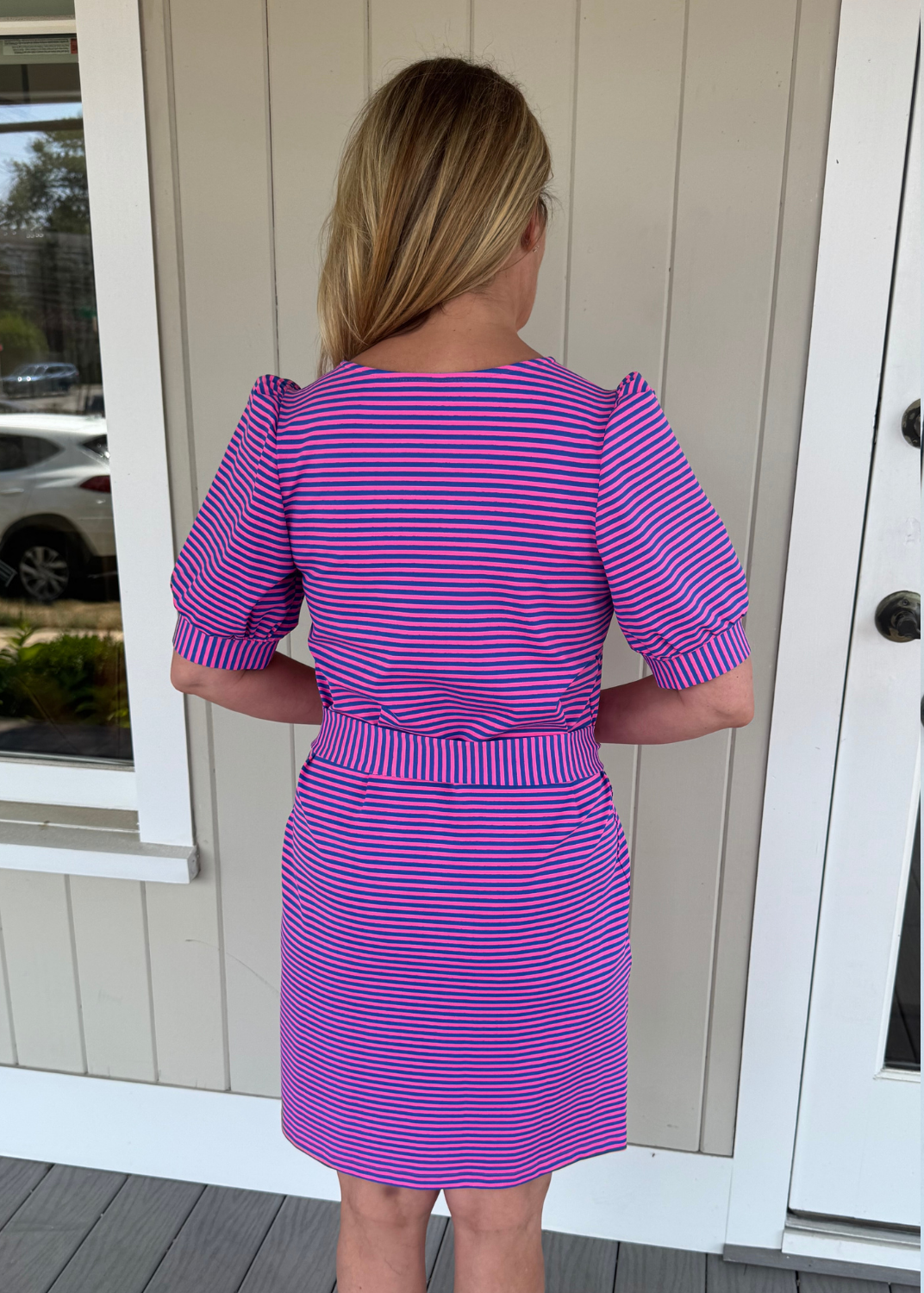 Madison Dress - Juicy Stripe Blue/Pink - FINAL SALE