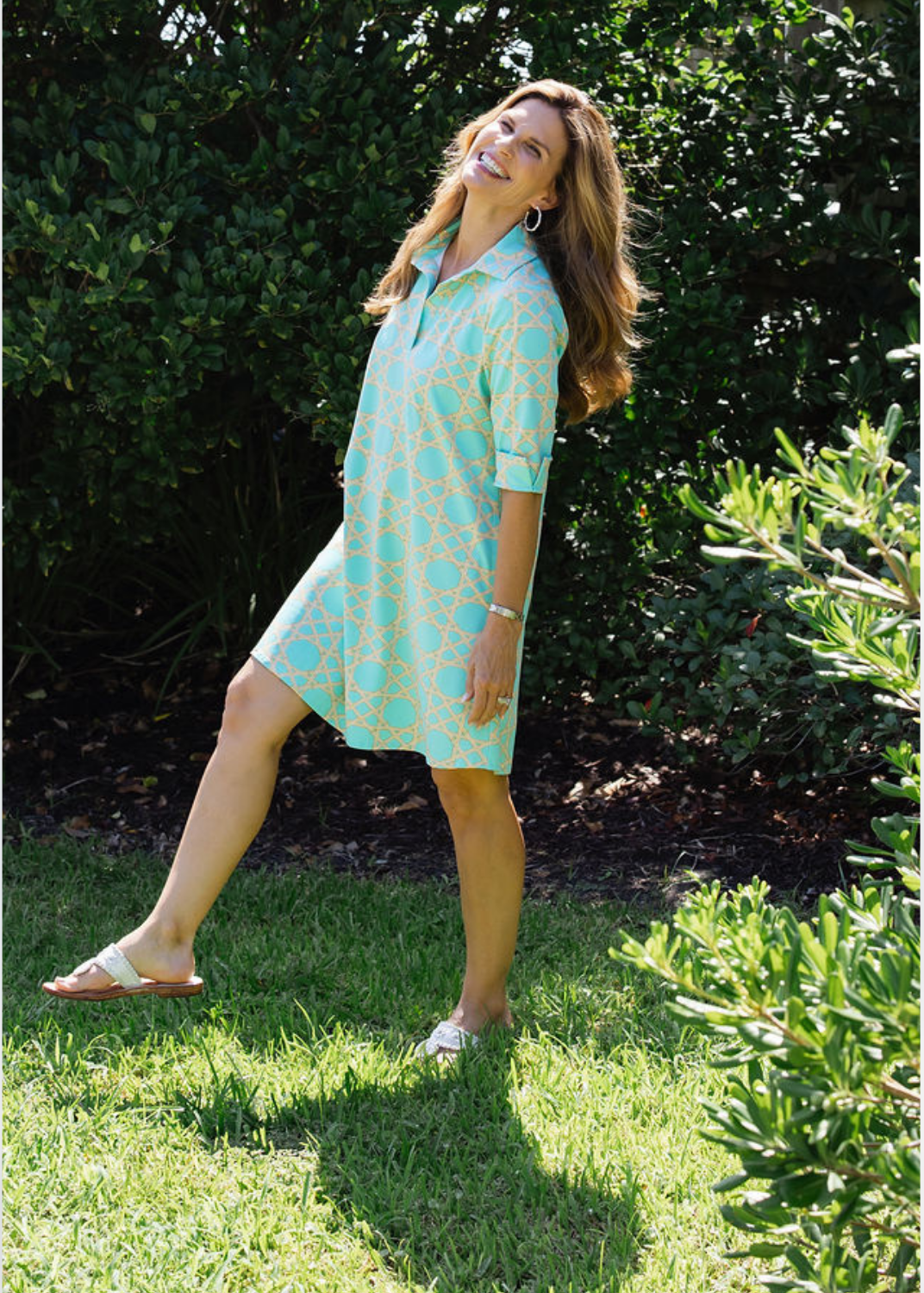 Lizzie Dress - Large Bamboo Green/Tan