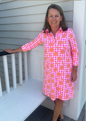 Julia Dress - Citrus Check Pink/Orange - FINAL SALE