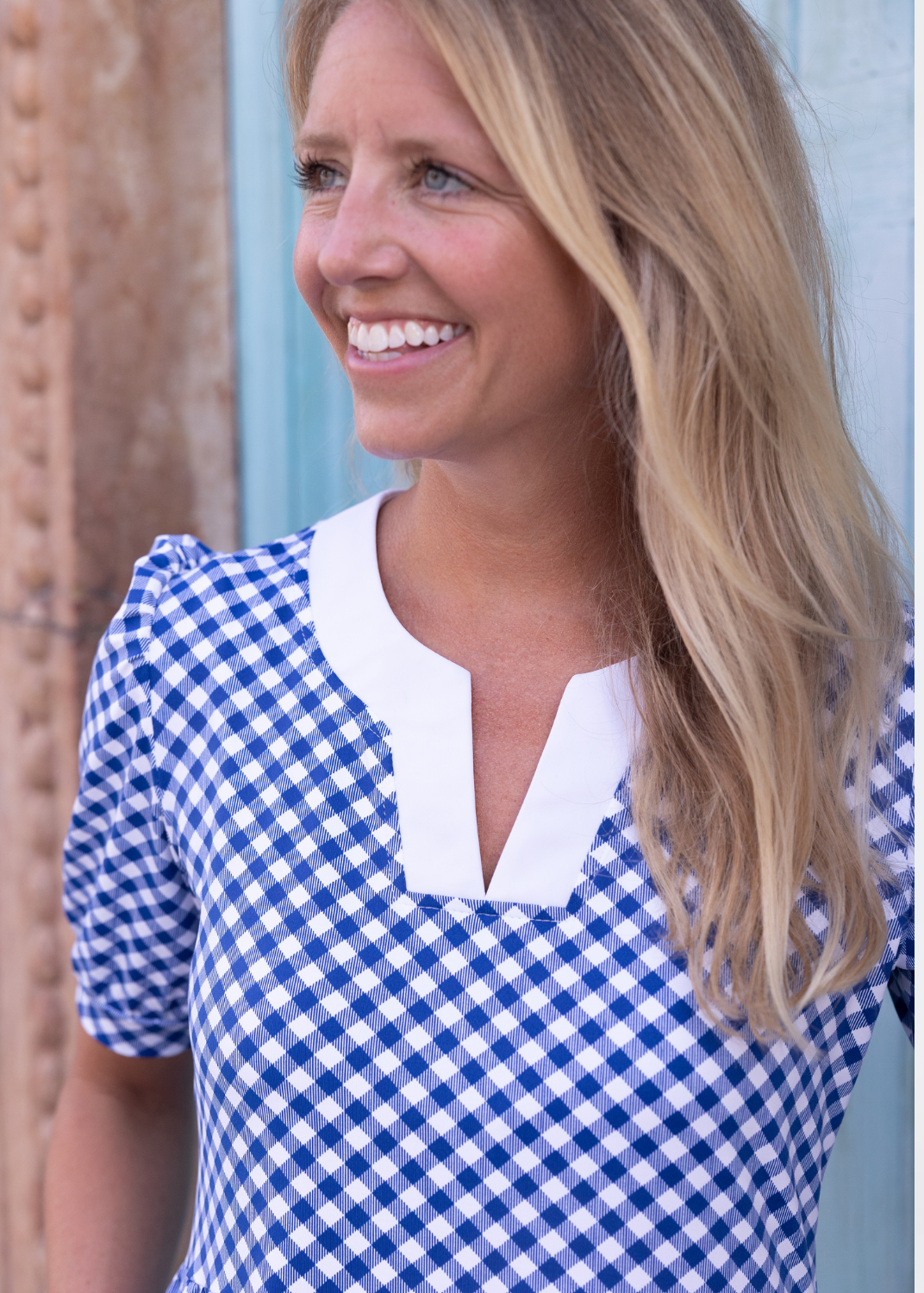 short sleeve gingham dress Red Gingham Smocked Short Sleeve Dress CD05375 Medium