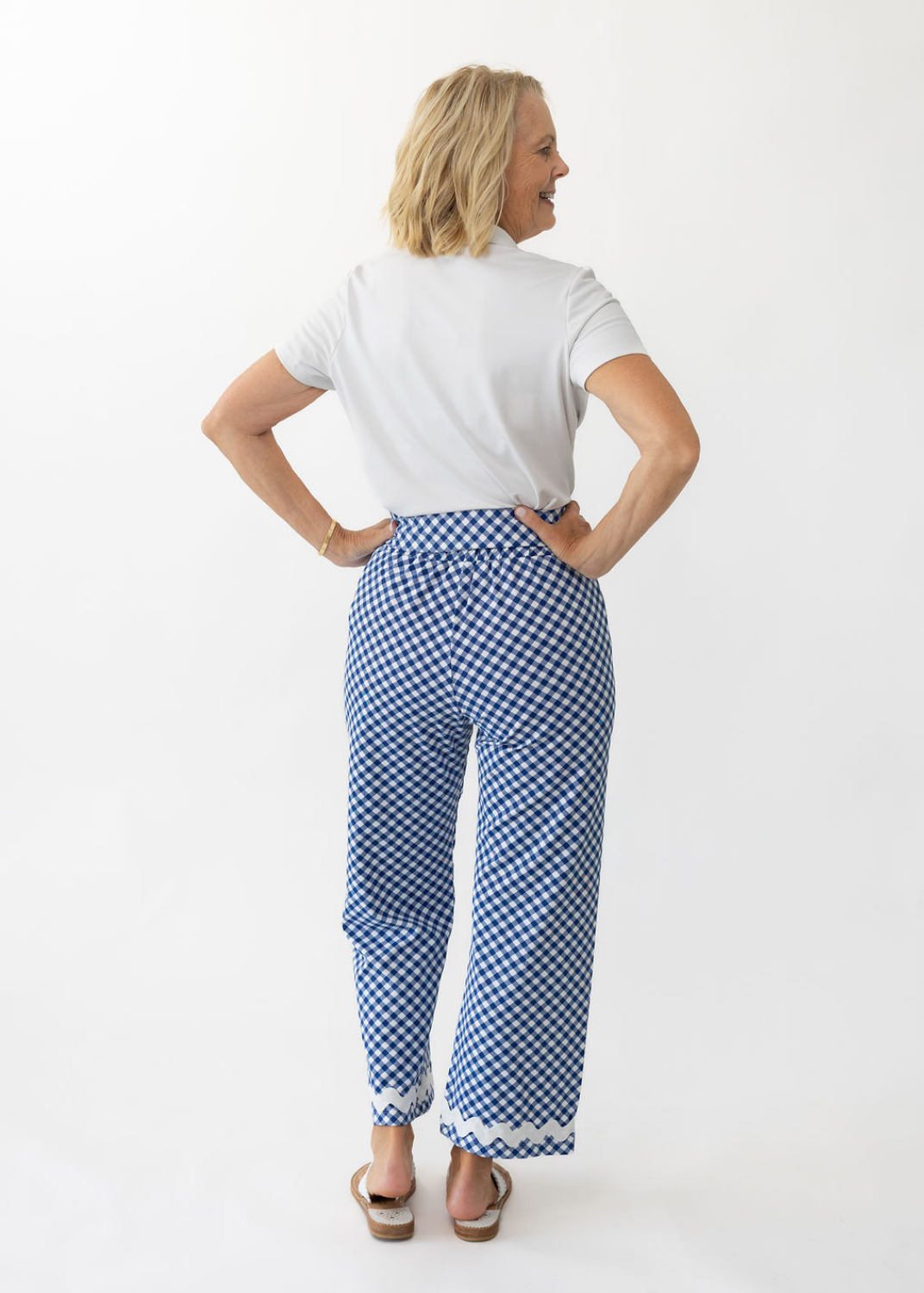 Dorothy Pants - Gingham Navy/White ric rac – sailor-sailor Clothing