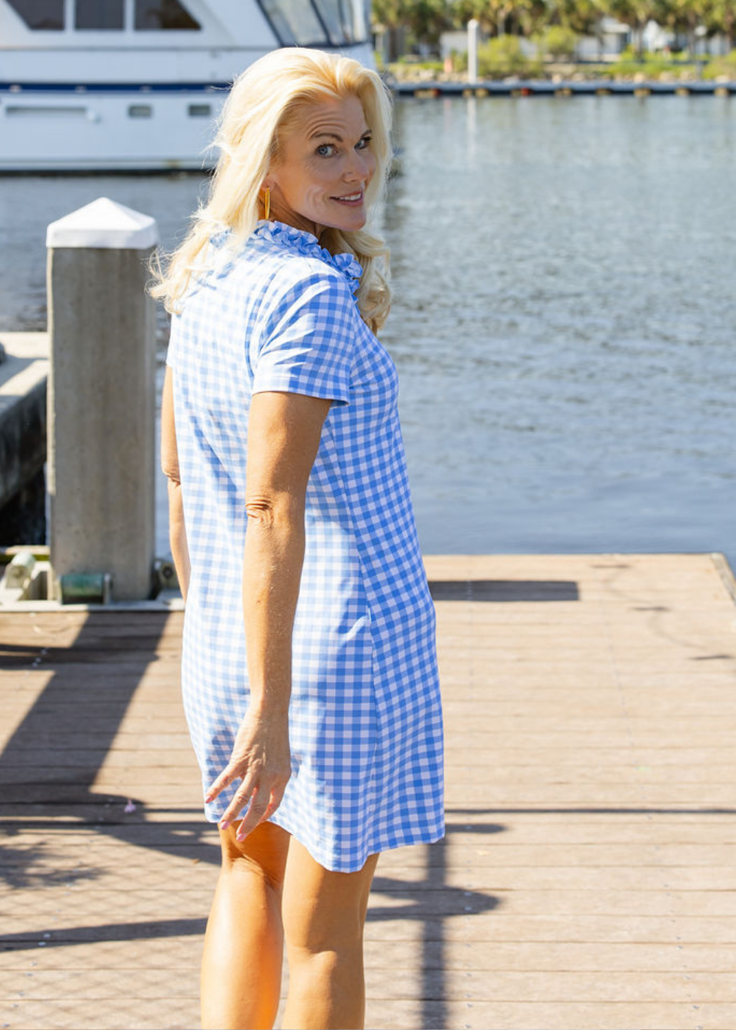 Bailey Dress - Gingham Lt.Blue/White S Bailey Dress - Gingham Lt.Blue/White S