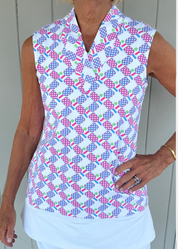 Brooklyn Top - Let's Play Pickle Pink/Blue