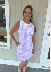 Daisy Sport Dress - Gingham Lavender/White