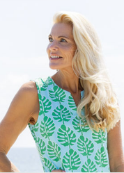 Lucille Maxi - Palm Stripe Aqua/Green