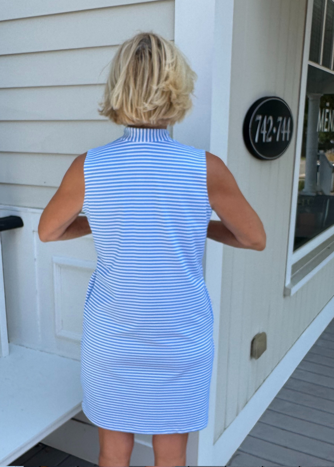 Britt Sleeveless Dress - Juicy Stripe Blue/White