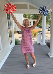 Lucille Sleeveless Dress - Boca Grande Cane Florida Orange/Blue - FINAL SALE