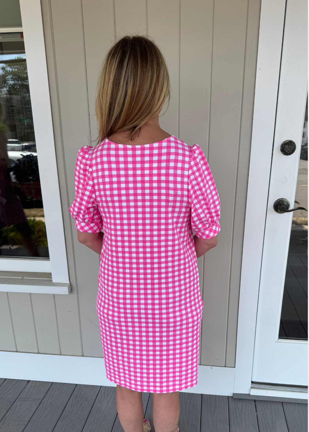 Madison Dress - Gingham Check Hot Pink/White - FINAL SALE