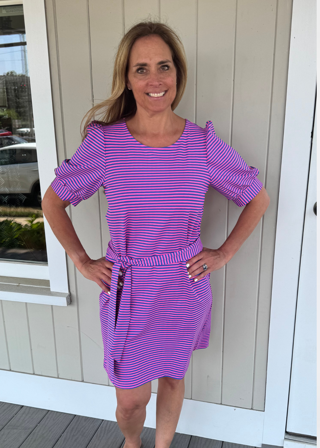 Madison Dress - Juicy Stripe Blue/Pink - FINAL SALE