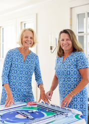 Lucille Short Sleeve Dress - Tile Art Blue/Green