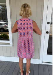 Lucille Sleeveless Dress - Boca Grande Cane Florida Orange/Blue - FINAL SALE