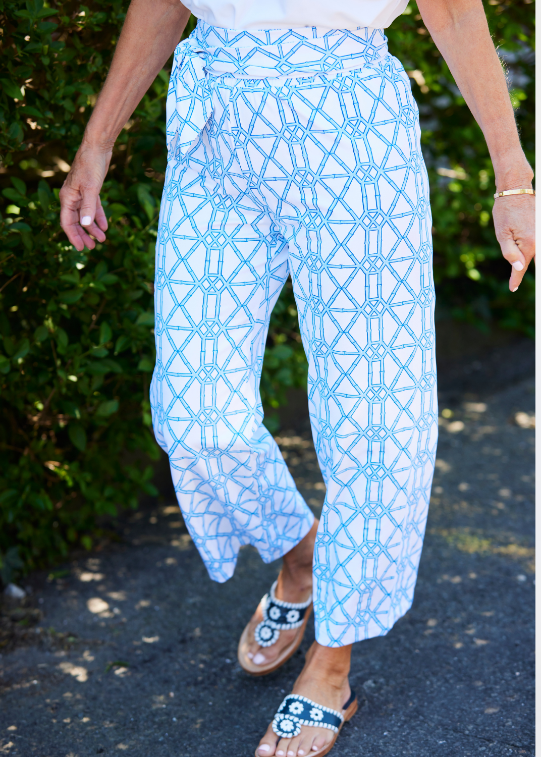 Dorothy Pants - Bamboo Trellis Blue- FINAL SALE