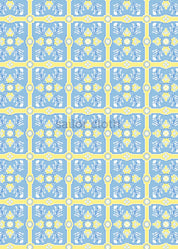 Seaport Shift 3/4 Sleeve Dress - Tile Art Blue/Yellow