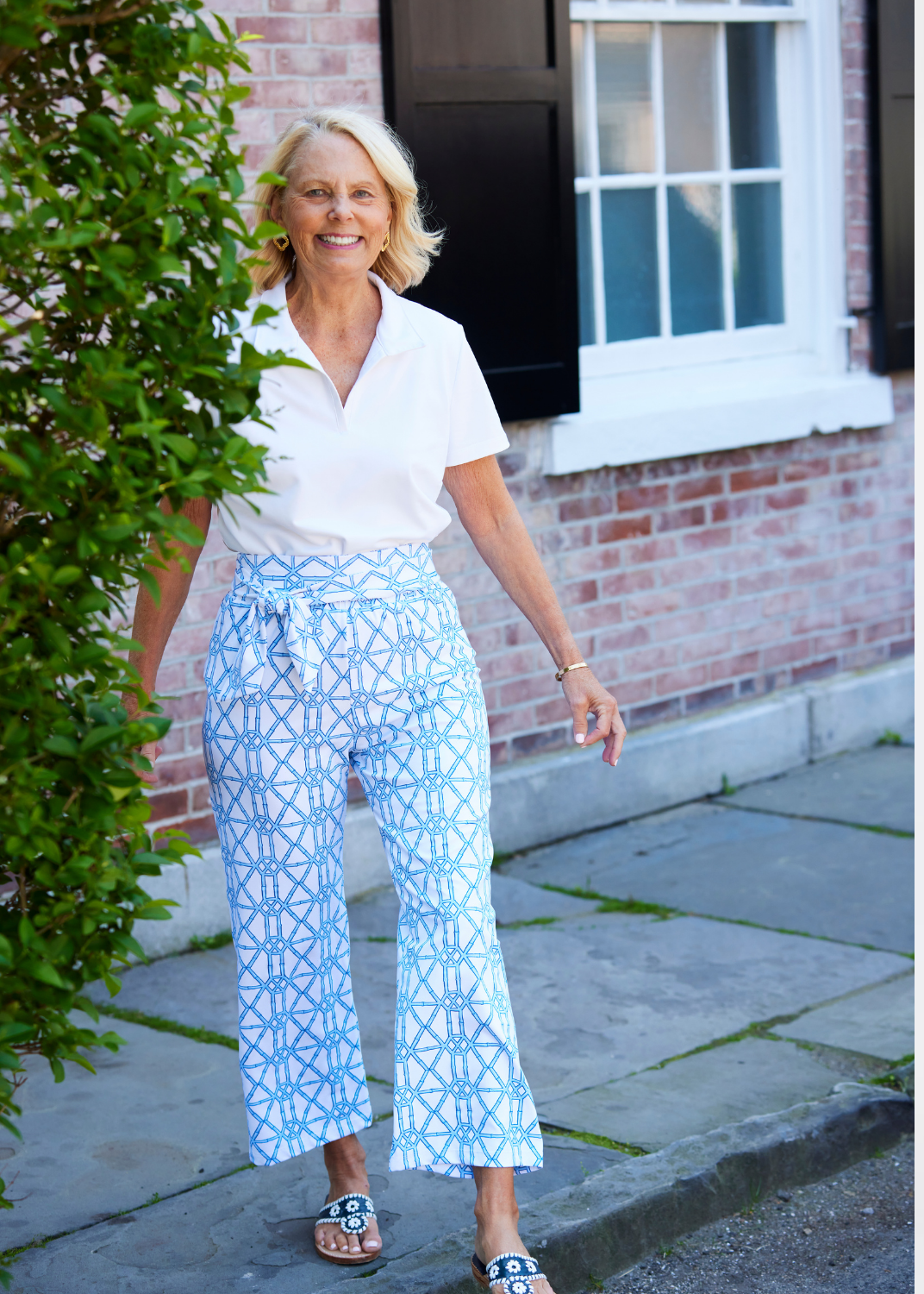 Dorothy Pants - Bamboo Trellis Blue- FINAL SALE