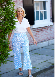 Dorothy Pants - Bamboo Trellis Blue- FINAL SALE